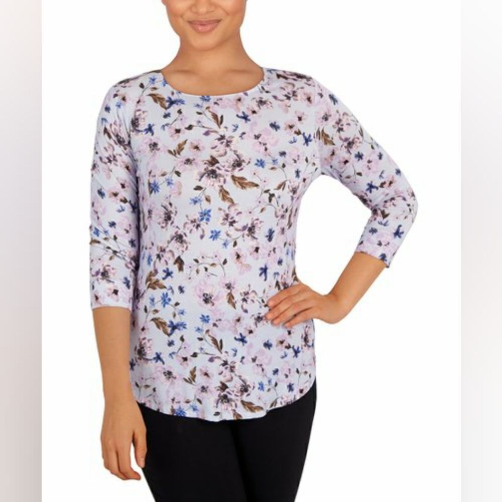 Emaline Floral Boatneck Top sz 3x